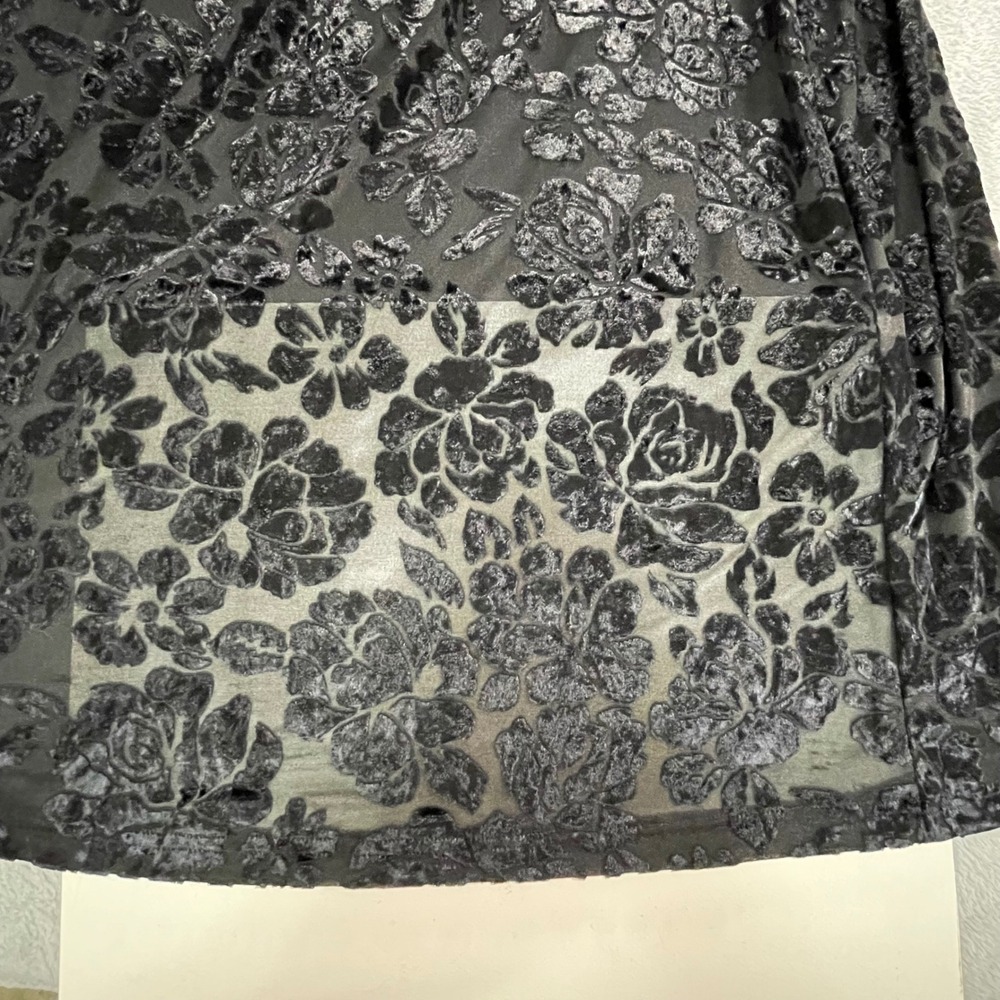 Black Velvet Burnout Floral Sheath Dress Sleeveless Scoop Neck‎ Size Large - Picture 3 of 6
